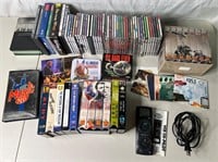 Lot of Assorted CDs, DVDs, & VHS Tapes
