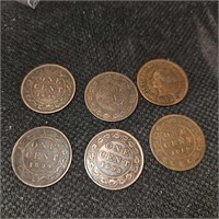 1859 to 1900 6 one cent pieces