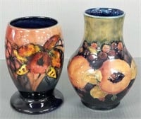 2 Moorcroft England decorated floral vases - 7"