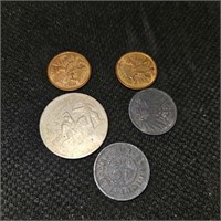 5 foreign  coins