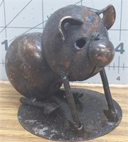 Recycled metal art pig