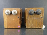 (2) Oak Wall Phones