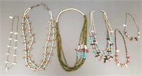 6 Southwest fetish necklaces including coral,