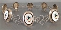 Signed Zuni inlay sterling silver concho belt -