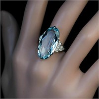 Aquamarine Silver Plated Ring