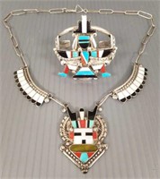 2 pieces Zuni sterling silver & inlay jewelry - G.