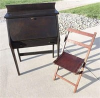 Kid's Vintage Wood Secretary Desk & Chair