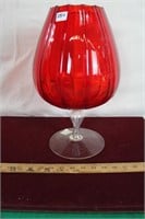 M/C  Red Glass Footed Bowl