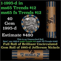 BU Shotgun Jefferson 5c roll, 1995-d 40 pcs Coin-T