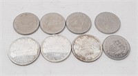 8 Canadian $1 coins. 1965-1971