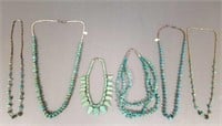 6 turquoise necklaces some with sterling findings