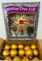 Vintage Rotating Christmas Tree Topper & Box Of
