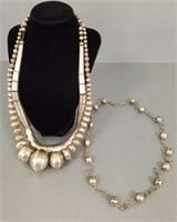 3 large sterling bead necklaces - 1 1/2" largest