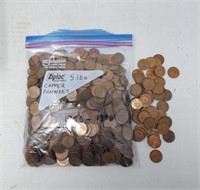 5lbs of copper pennies. 1955-1996