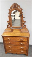 Victorian 4 drawer dresser with mirror - 38 1/2"