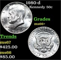 1980-d Kennedy Half Dollar 50c Grades GEM++ Unc