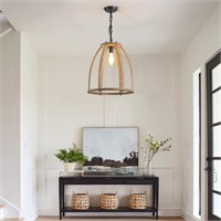 Wood Farmhouse Chandelier  Black Finish