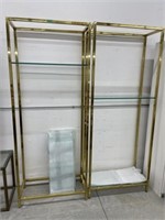 2 Metal Shelving Units With Glass Shelves