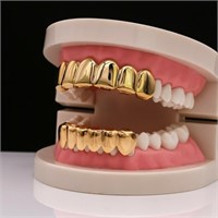 18K Gold Plated GRILLZ Top & Bottom Mouth Teeth