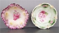 2 R.S. Prussia molded floral bowls - 10 1/2"
