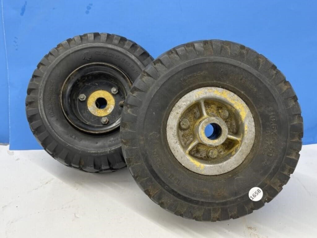 two utility  wheels, tire size 10.5 x 4.5