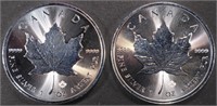 (2) 1 OZ .999 SILVER 2024 CANADIAN MAPLE ROUNDS