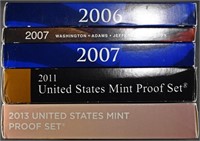 2006-2007, 2011, 2013 US PROOF SETS