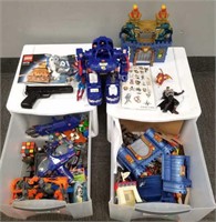 Group of toys including action figures, bb pistol,