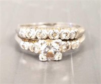 Vintage 18K gold 2 piece diamond wedding set -