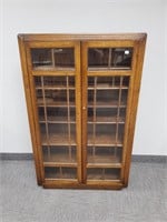 Antique oak 2-door bookcase - 36" wide x 57" high