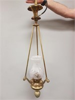 Antique brass & cut glass Astro hanging lamp