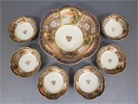 Hand painted Nippon 7 piece scenic berry bowl set