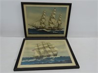 2 Framed Tall Ship Prints