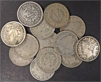 13 DIFFERENT LIBERTY NICKELS MOSTLY VG-F