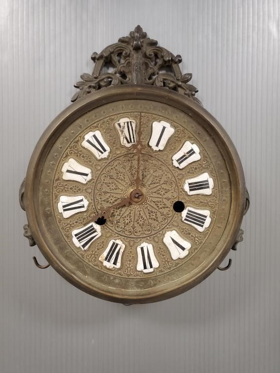 Antique French brass wall clock (as seen -
