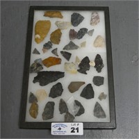 Display Case of Assorted Arrowheads