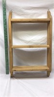 C5) wooden three tier shelf with hangers