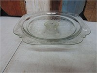 Depression Glass Cake Plate on Pedestal
