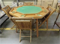 Folding Poker Table with 4 Chairs