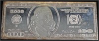 (1) 4 OZ .999 SILVER $100 FED RES NOTE BAR
