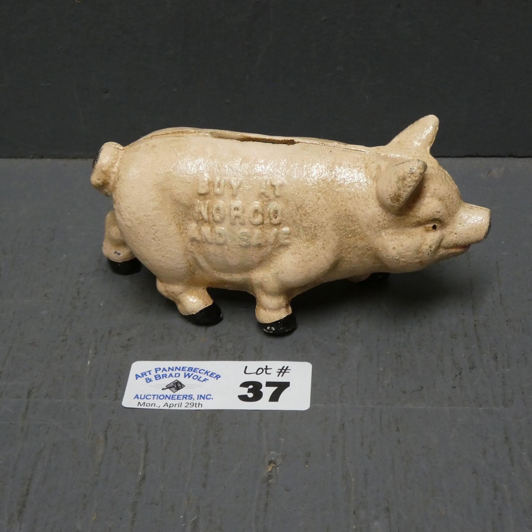 Cast Iron Piggy Bank NORCO Foundry Pottstown Pa