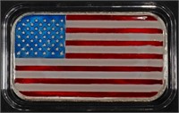 (1) 1 OZ .999 SILVER ENAMELED AMERICAN FLAG BAR