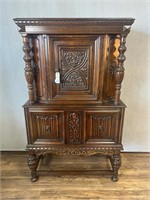 Jacobean Style Carved Liquor Cabinet