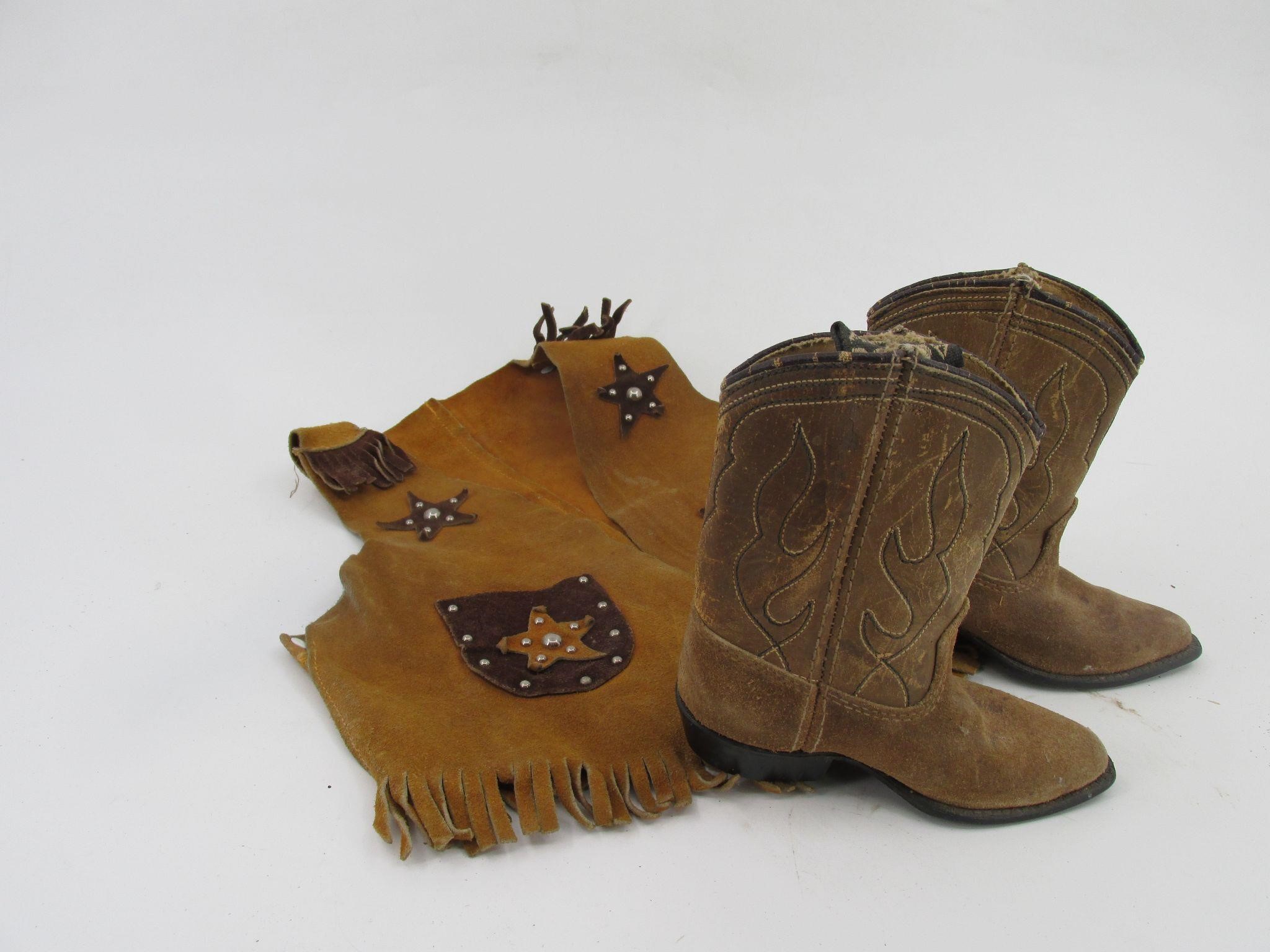 Kids Tiny Cowboy Boots and Leather Sherrif Vest