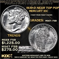 ***Auction Highlight*** 1939-d Mercury Dime Near T