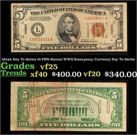1934A $5 FRN Hawaii WWII Emergency Currency Grades