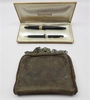 Sheaffer's Pen Pencil Set & Old Purse