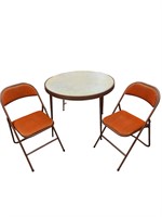 Vintage round Card Table And 2 Chairs