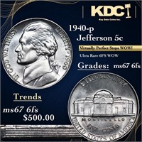 1940-p Jefferson Nickel 5c Grades GEM++ 6fs