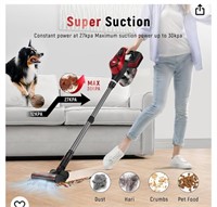 Cordless Vacuum Cleaner, 27Kpa Stick Vacuum for